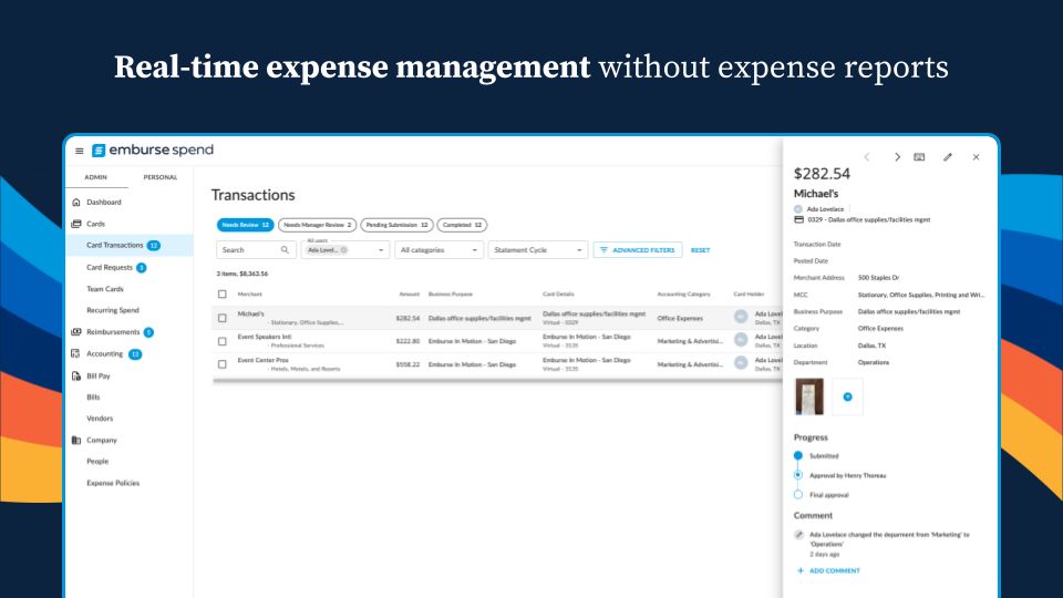 screenshot of Emburse Spend